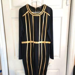 Fashion Nova Black and Gold Bodycon Dress Sx 3X
